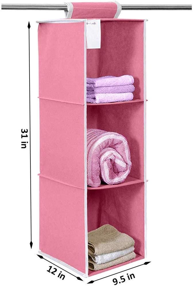 Cloth Organizer - Hanging 3 Shelves Wardrobe Organizer